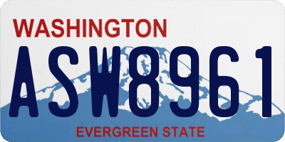 WA license plate ASW8961