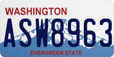 WA license plate ASW8963