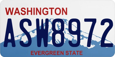 WA license plate ASW8972