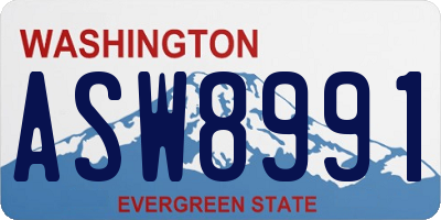 WA license plate ASW8991
