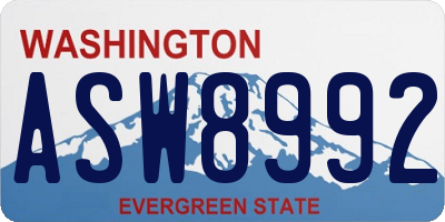 WA license plate ASW8992