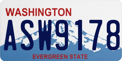 WA license plate ASW9178
