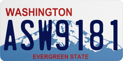 WA license plate ASW9181