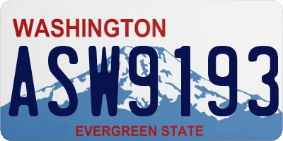 WA license plate ASW9193