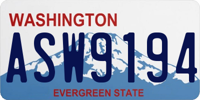 WA license plate ASW9194