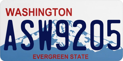 WA license plate ASW9205