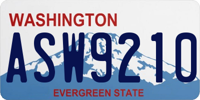 WA license plate ASW9210