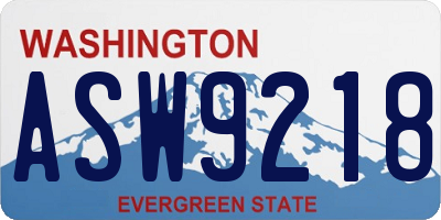 WA license plate ASW9218