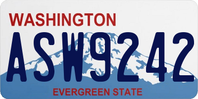 WA license plate ASW9242