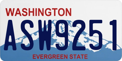 WA license plate ASW9251