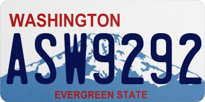 WA license plate ASW9292