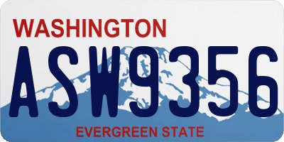 WA license plate ASW9356