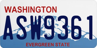 WA license plate ASW9361