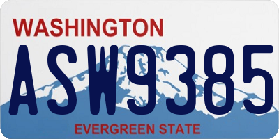 WA license plate ASW9385