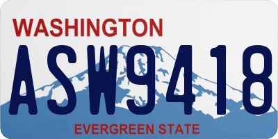 WA license plate ASW9418