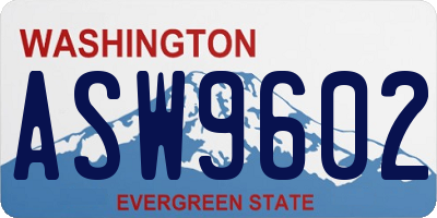 WA license plate ASW9602