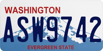 WA license plate ASW9742