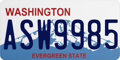 WA license plate ASW9985