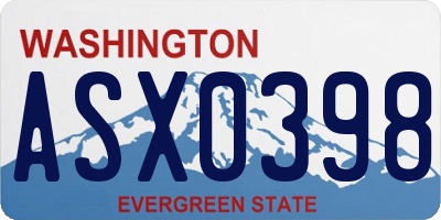 WA license plate ASX0398