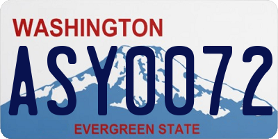WA license plate ASY0072