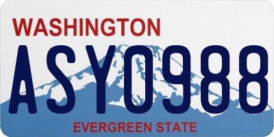 WA license plate ASY0988