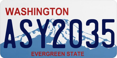 WA license plate ASY2035