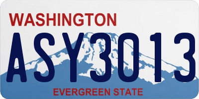 WA license plate ASY3013