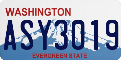 WA license plate ASY3019