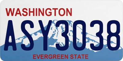 WA license plate ASY3038