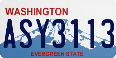 WA license plate ASY3113