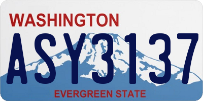 WA license plate ASY3137