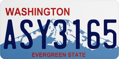 WA license plate ASY3165