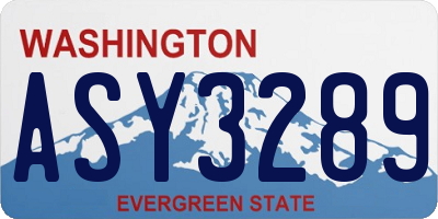 WA license plate ASY3289