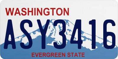 WA license plate ASY3416