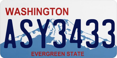 WA license plate ASY3433