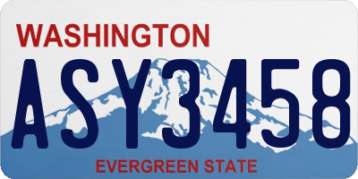 WA license plate ASY3458