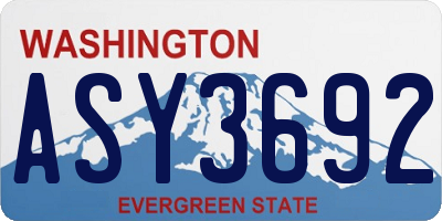WA license plate ASY3692