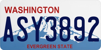 WA license plate ASY3892