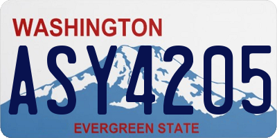 WA license plate ASY4205