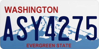 WA license plate ASY4275