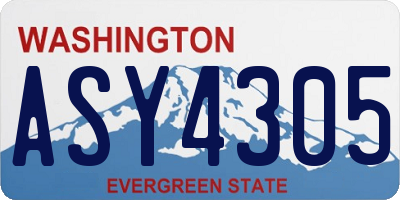 WA license plate ASY4305