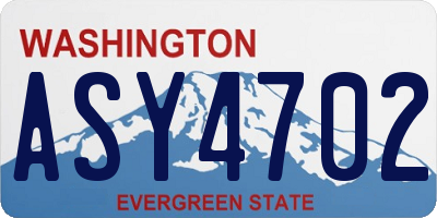 WA license plate ASY4702
