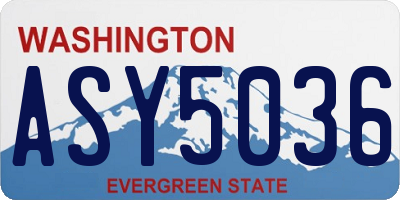 WA license plate ASY5036
