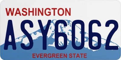 WA license plate ASY6062