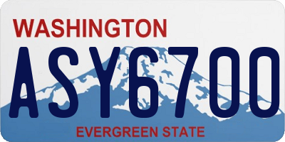 WA license plate ASY6700