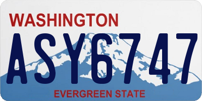 WA license plate ASY6747