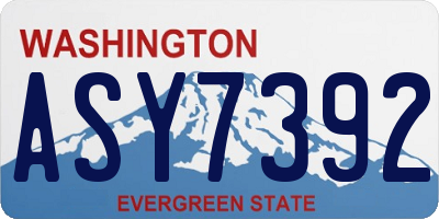 WA license plate ASY7392
