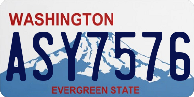 WA license plate ASY7576