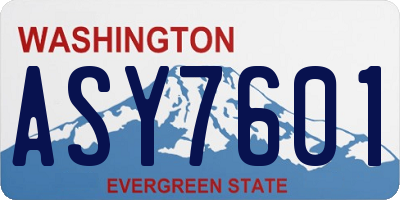 WA license plate ASY7601
