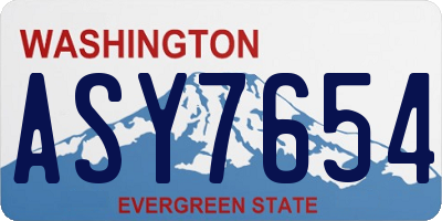 WA license plate ASY7654